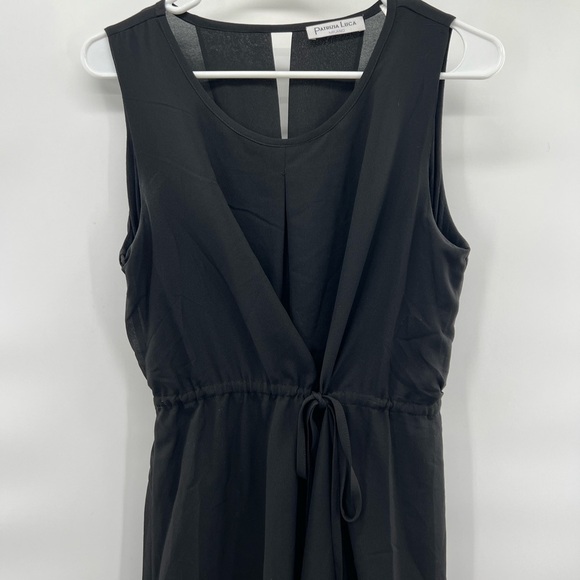 Patricia Luca black sleeveless hi low dress with cinched waist size M - Picture 2 of 11